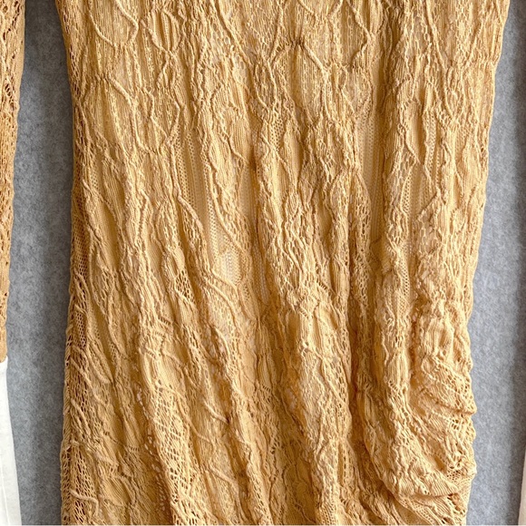 A.L.C. Lace Ruched Bodycon Dress in Tan Long Sleeve Women's Size M - Picture 4 of 11